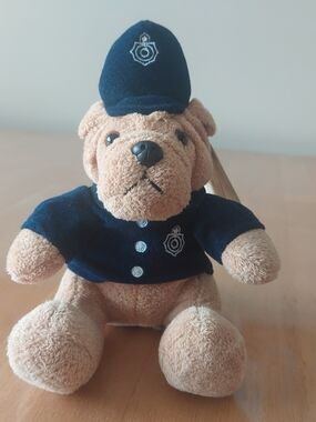 Aurora Plush British Police " Bobbi" Bulldog Plush in Navy Jacket and Cap